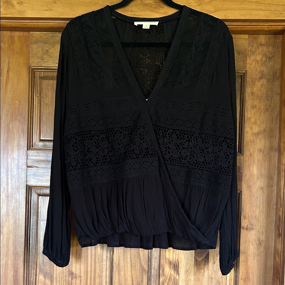 Lovestitch Black Lace Wrap Blouse